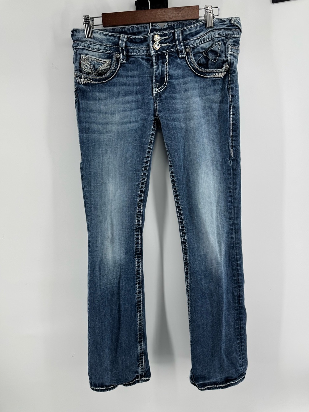 VIGOSS The Dublin Bootcut Womenโs Blue Straight-Leg Jeans Sz 7/8